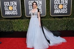 Glow star Alison Brie donned a flowy, ethereal Vera Wang gown with an embellished bralette