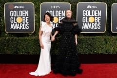 Sandra Oh and Jodie Comer at an event for 76th Golden Globe Awards (2019). 2019 Golden Globe Awards Red Carpet